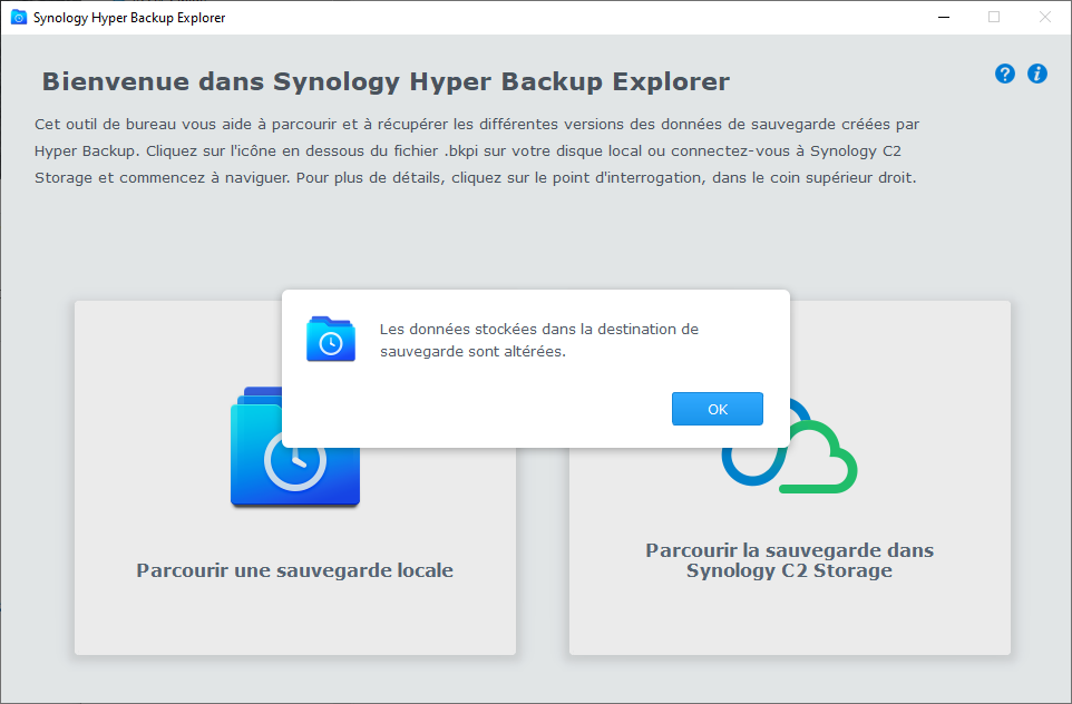 Synology Hyper Backup données altérées